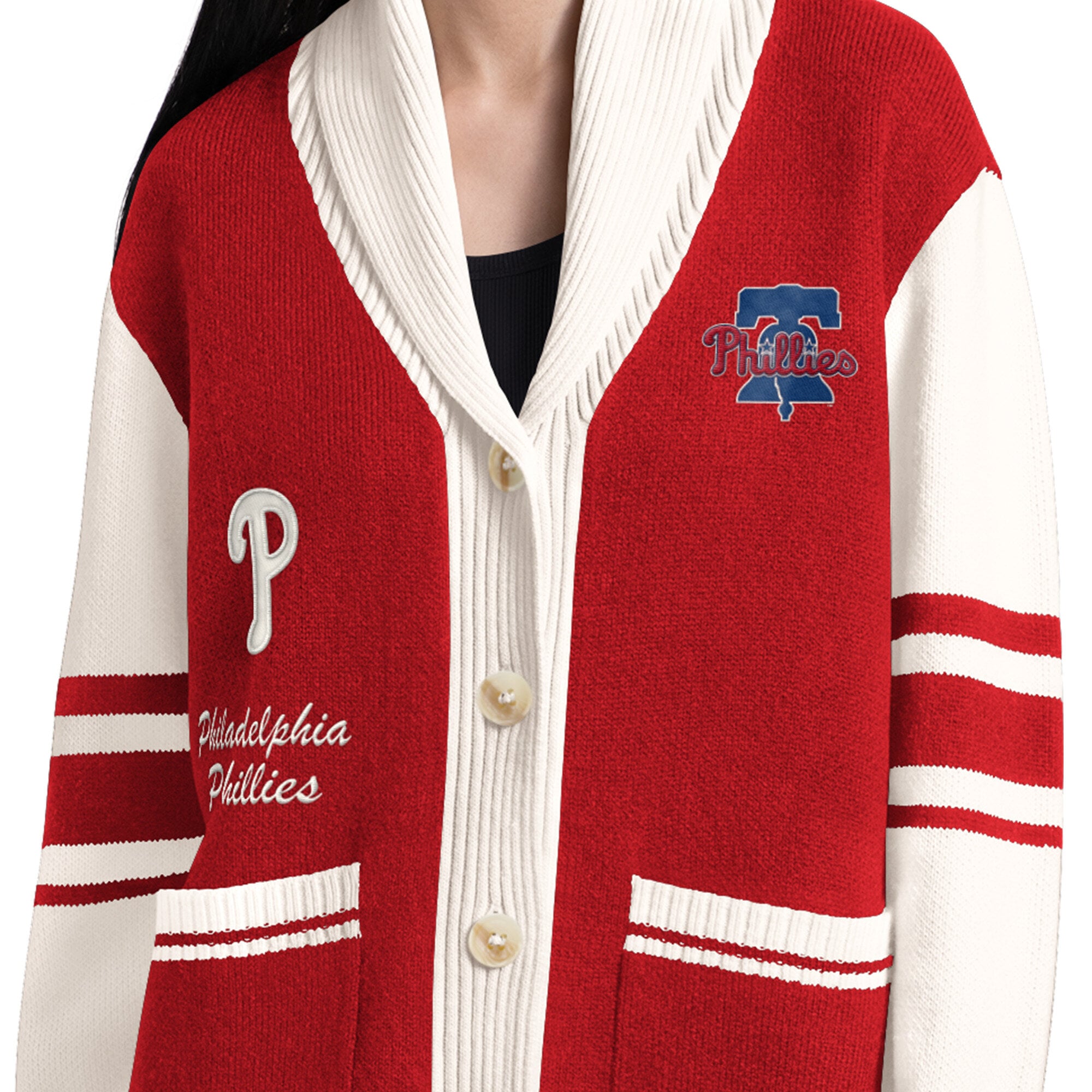Gilet boutonné Starter rouge Philadelphia Phillies Strike Zone pour femme