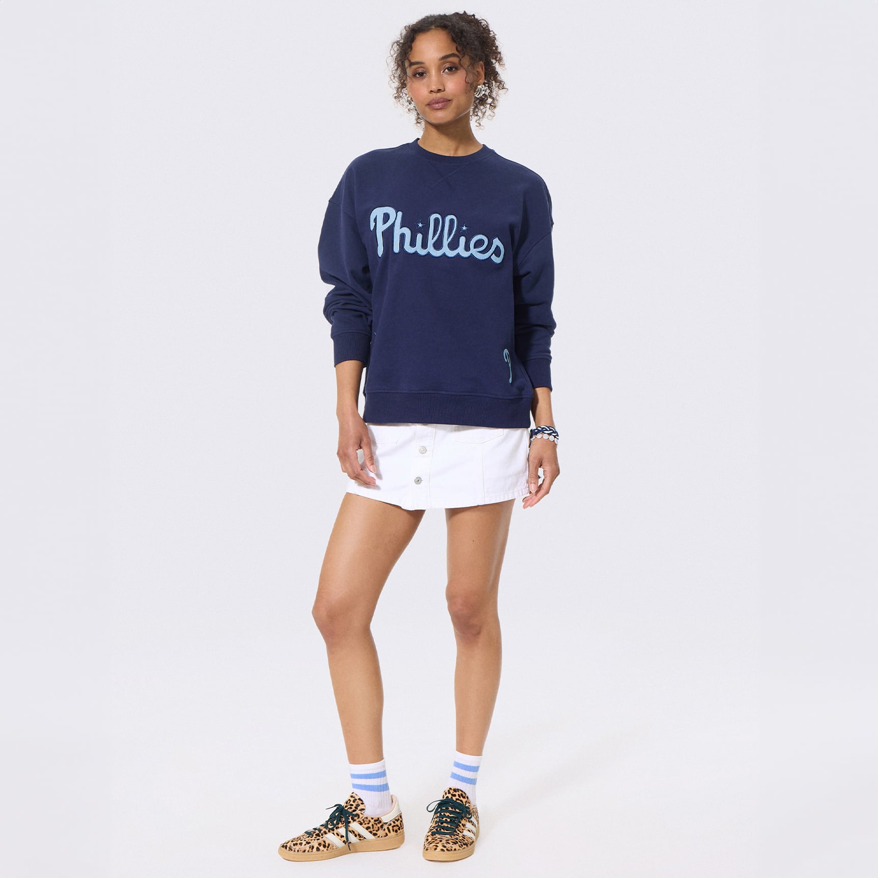 Sweat-shirt à col rond Terez Navy Philadelphia Phillies pour femme
