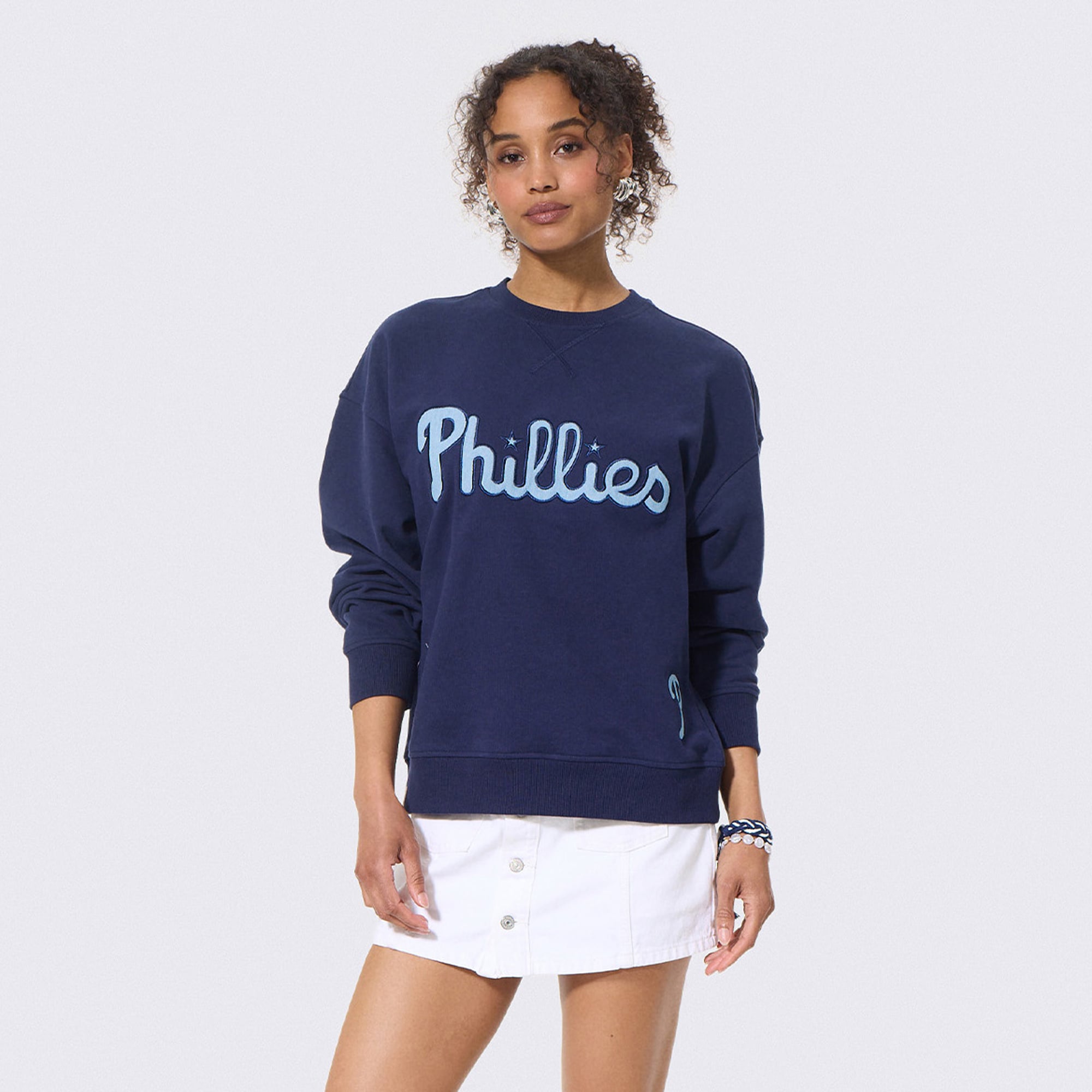 Sweat-shirt à col rond Terez Navy Philadelphia Phillies pour femme