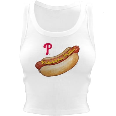 Philadelphia Phillies Tiny Turnip Women's Hot Dog Crop Tank Top - White