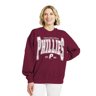 Philadelphia Phillies WEAR by Erin Andrews Women's Oversized Team Fleece Sweatshirt - Burgundy