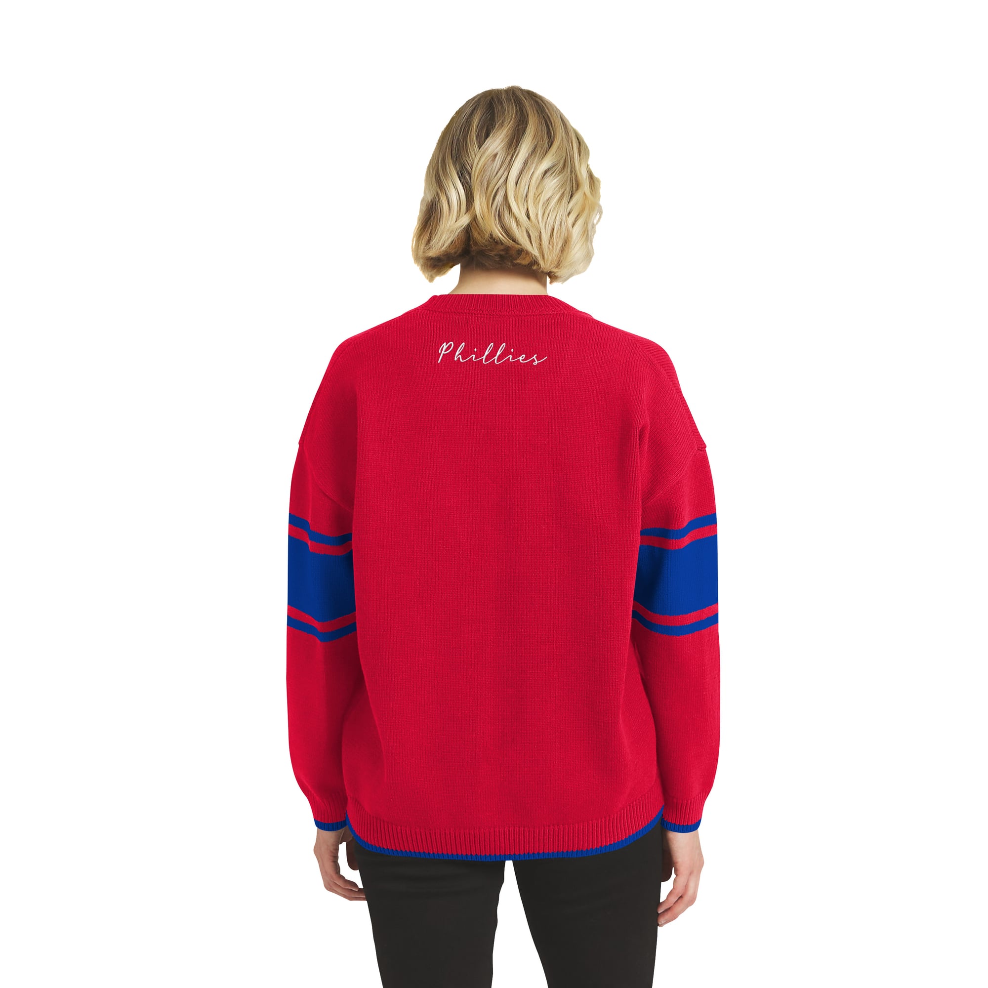 Women's WEAR by Erin Andrews Red Philadelphia Phillies Button-Up Knit Cardigan