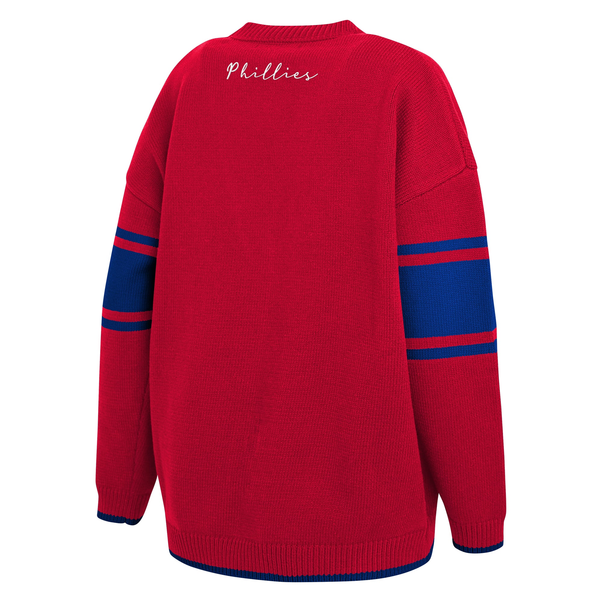 Women's WEAR by Erin Andrews Red Philadelphia Phillies Button-Up Knit Cardigan