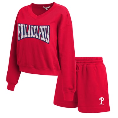 Philadelphia Phillies WEAR by Erin Andrews Women's Fleece V-Neck Set - Red
