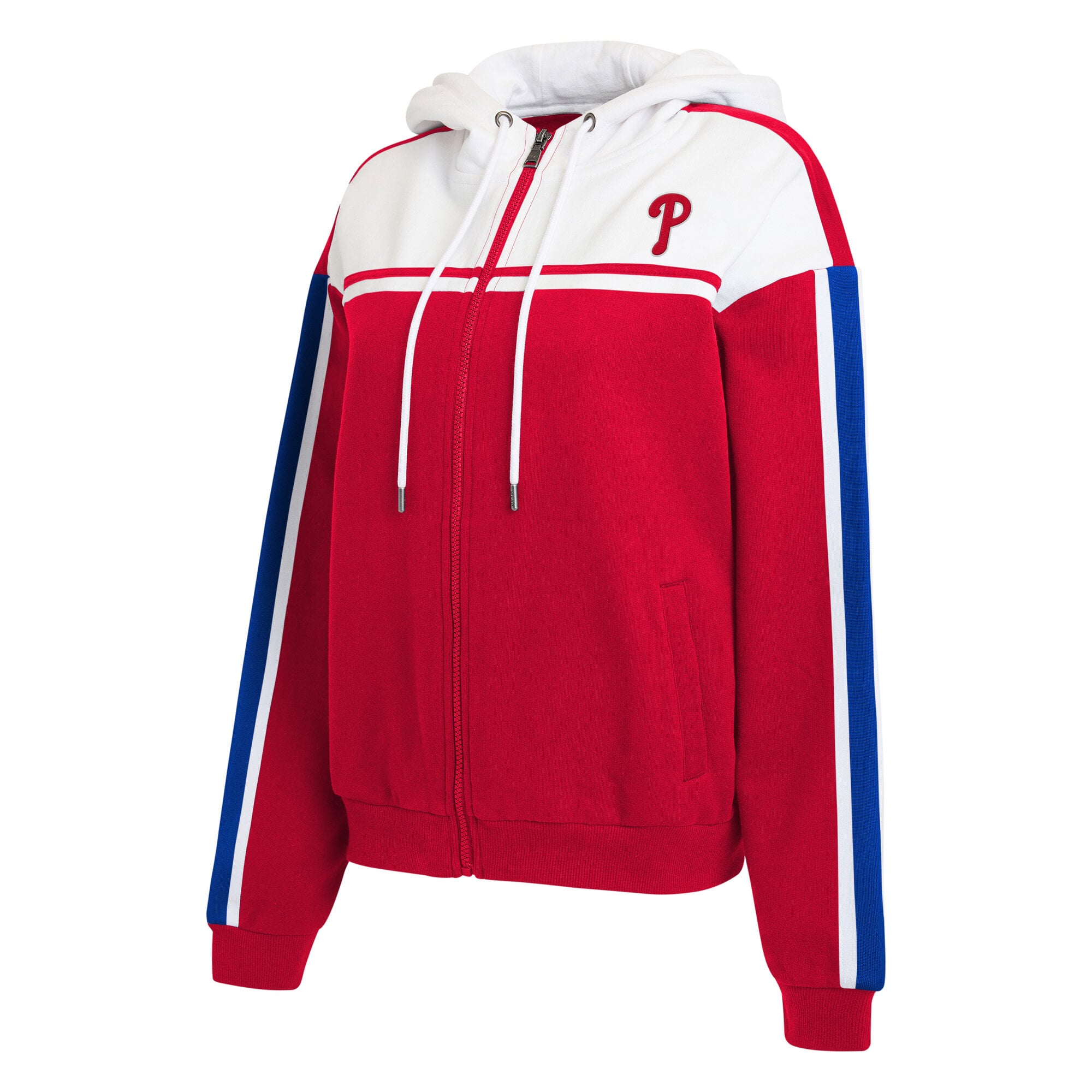 Sweat à capuche zippé rouge et blanc Philadelphia Phillies de la marque WEAR by Erin Andrews pour femme