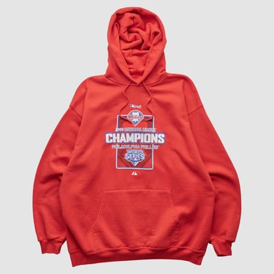 World Series Majestic 2009 Hooded Pullover Sweatshirt - Red - L by Fanatics Real Vintage