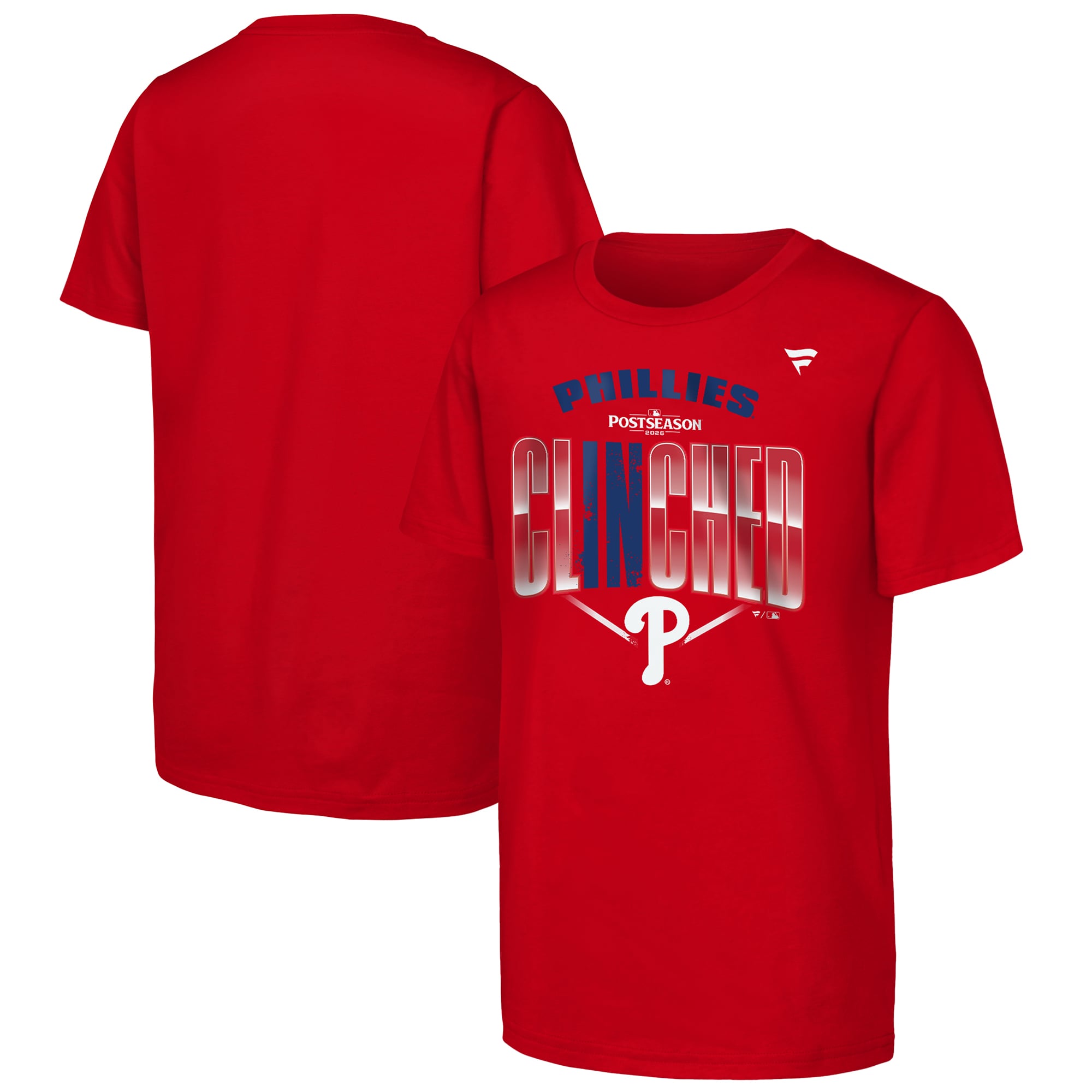 T-shirt Youth Fanatics rouge Philadelphia Phillies 2026 MLB Postseason Locker Room