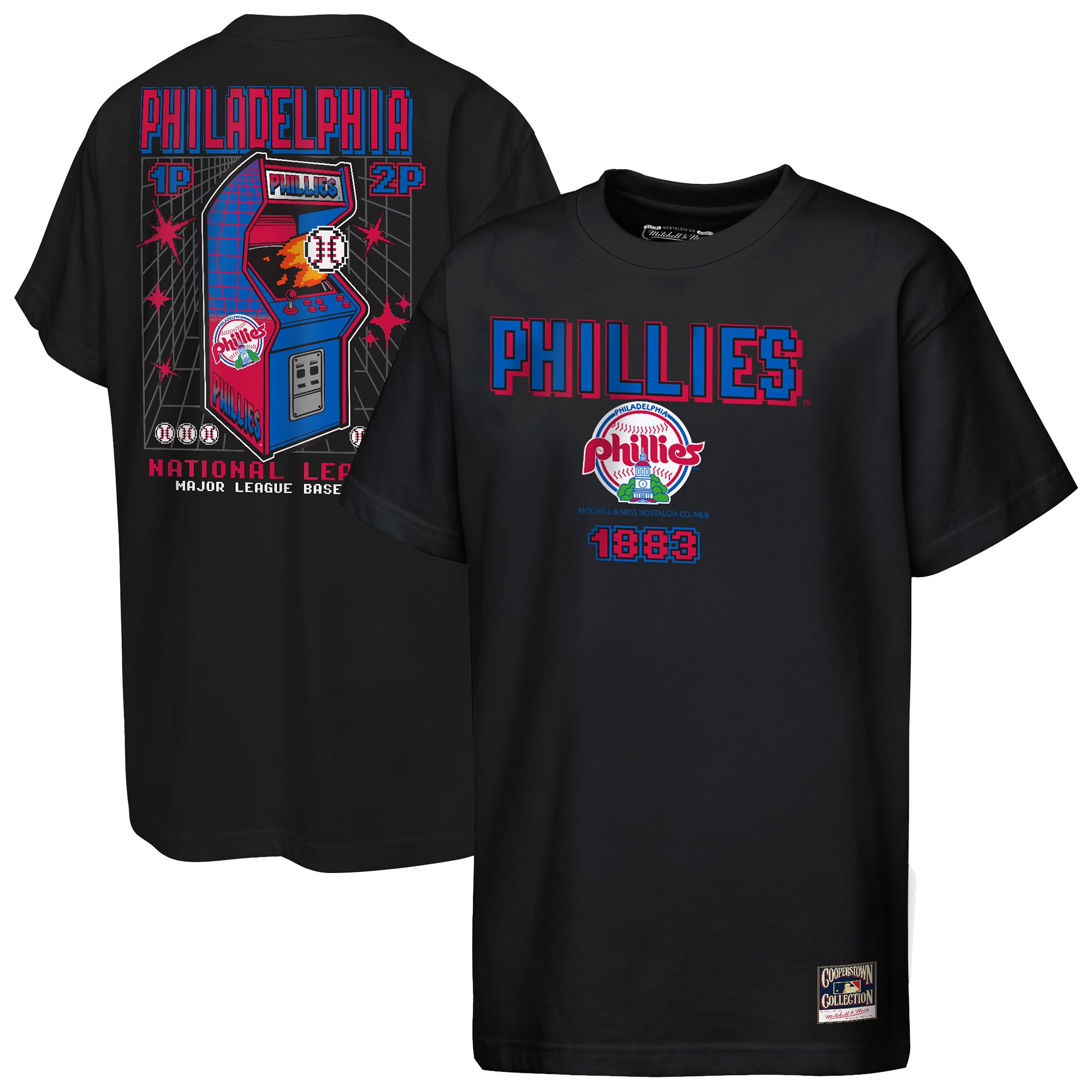Youth Mitchell & Ness  Black Philadelphia Phillies Retro Arcade T-Shirt