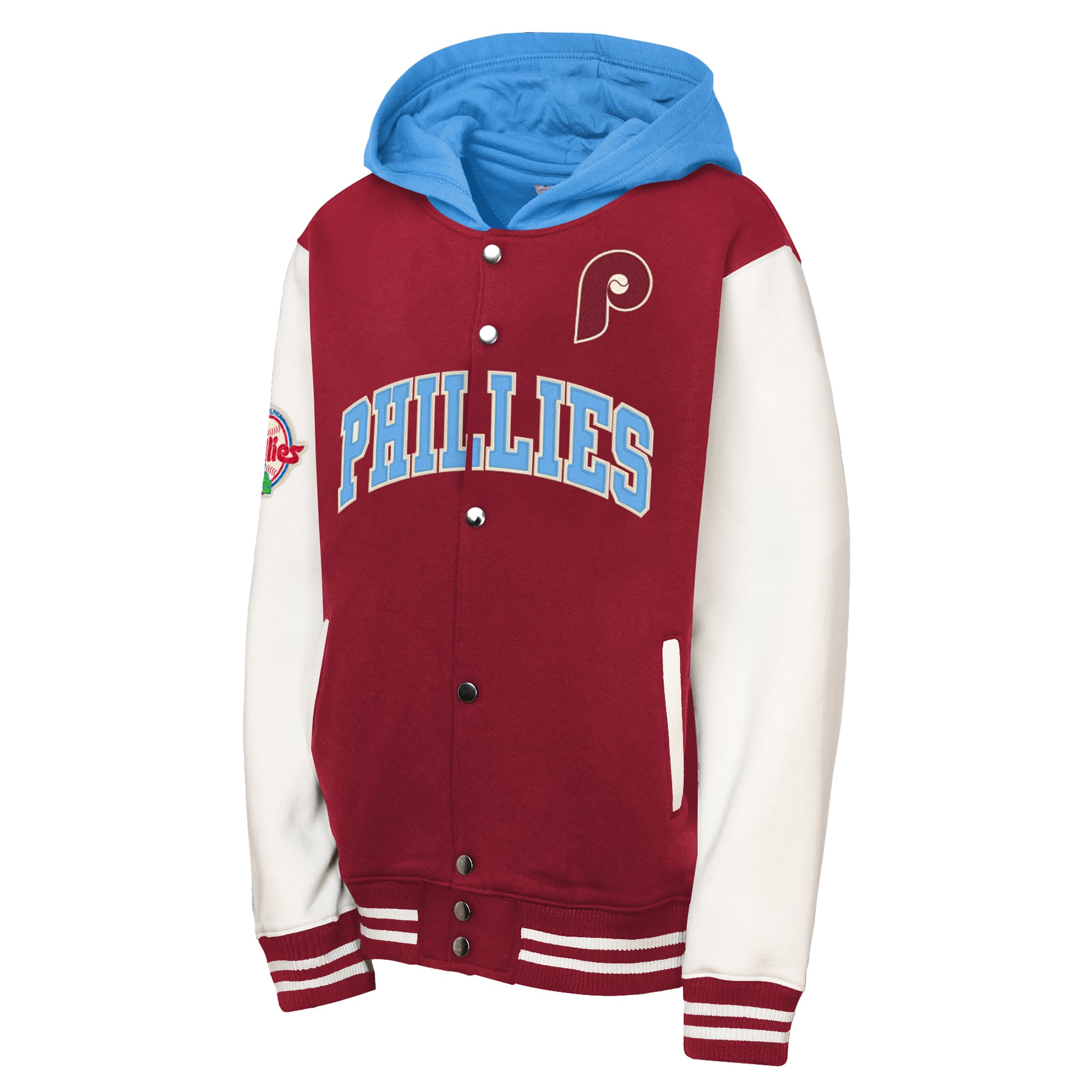 Youth Mitchell & Ness Burgundy Philadelphia Phillies Court Side Fleece Full Snap Jacket