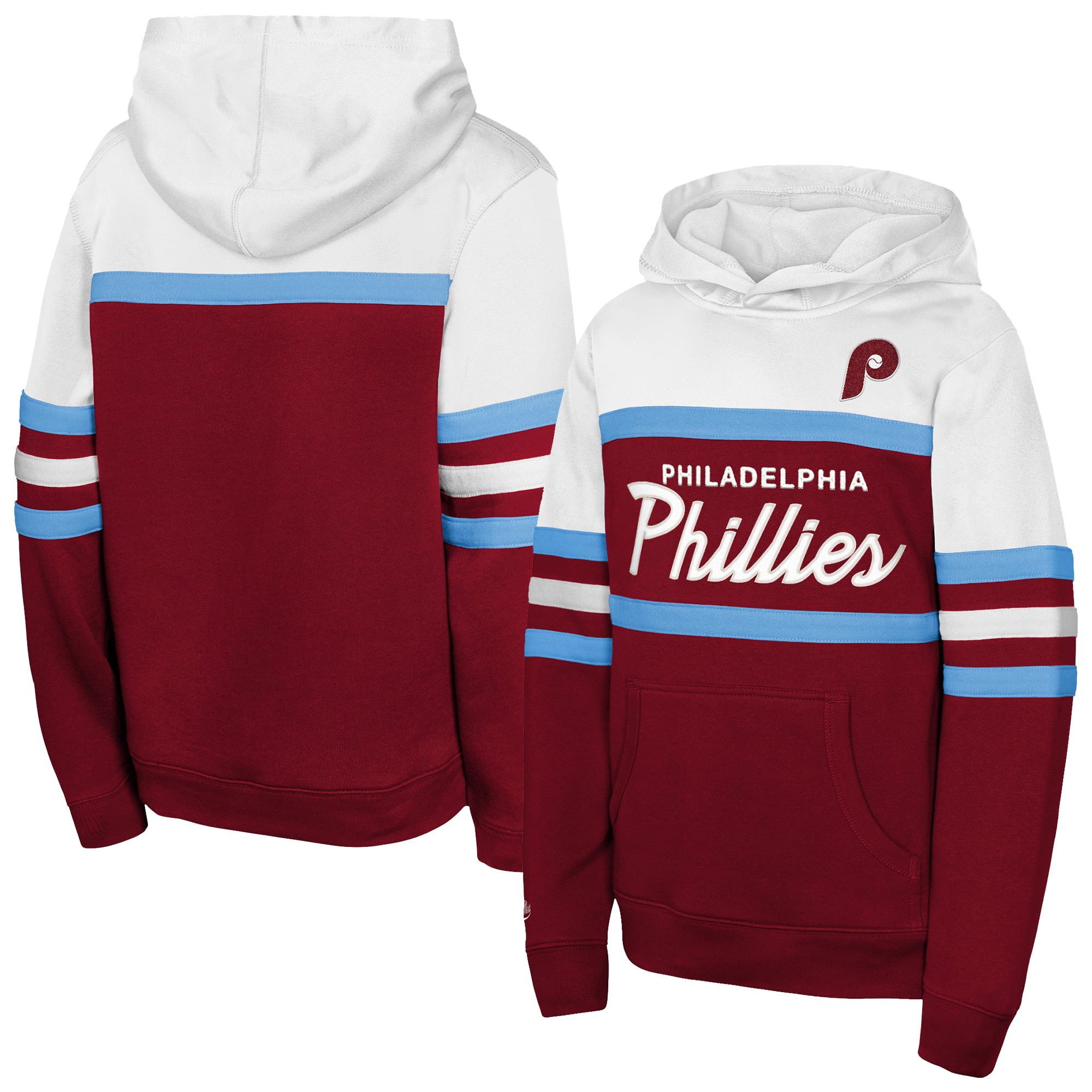 Youth Mitchell & Ness Burgundy Philadelphia Phillies Throwback Head Coach Hoodie
