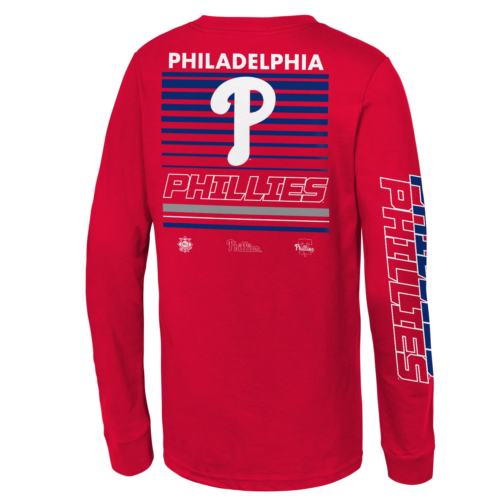 T-shirt à manches longues Mitchell & Ness rouge Philadelphia Phillies Triple Play pour enfant
