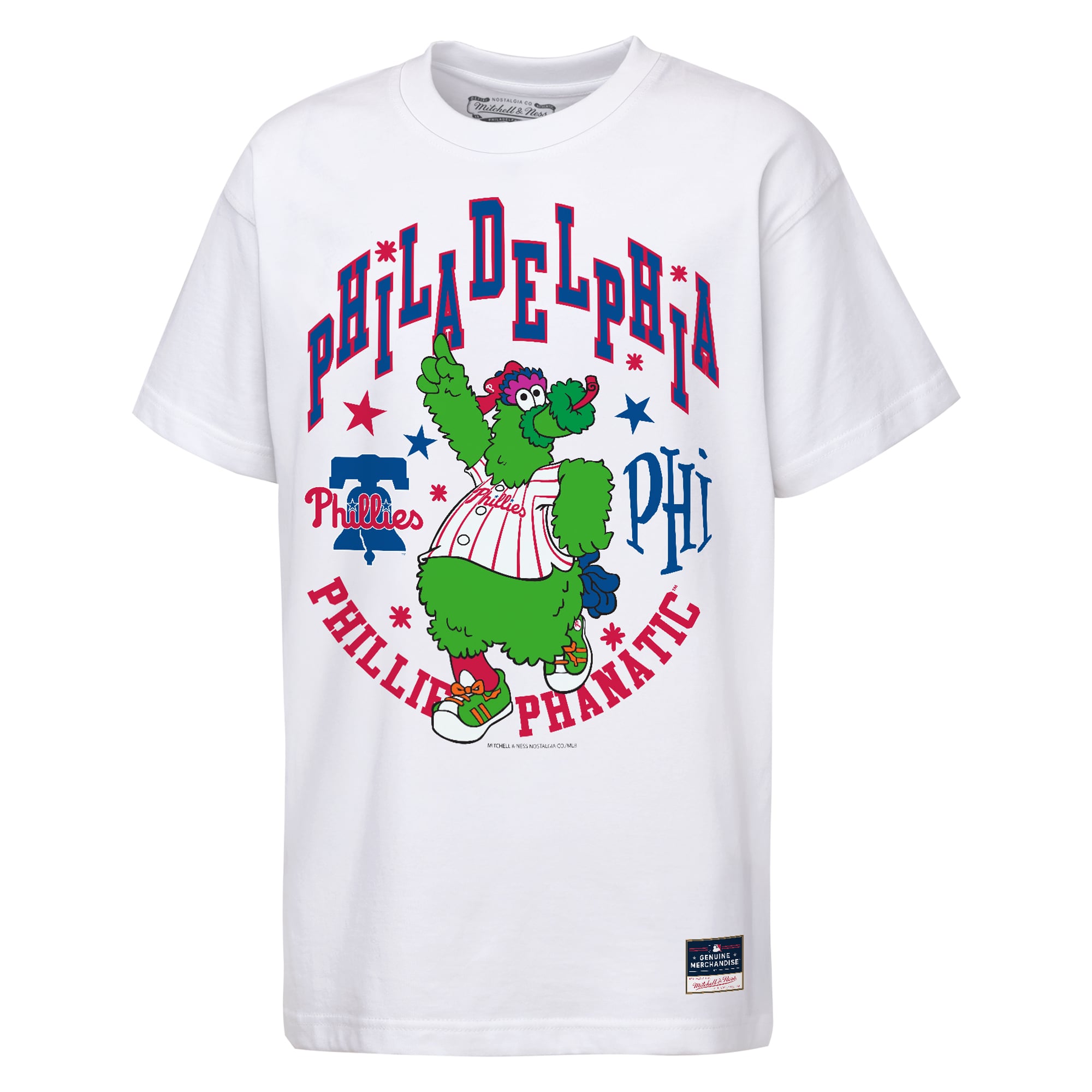 T-shirt Mitchell & Ness blanc pour enfant, mascotte des Phillies de Philadelphie, Star Power