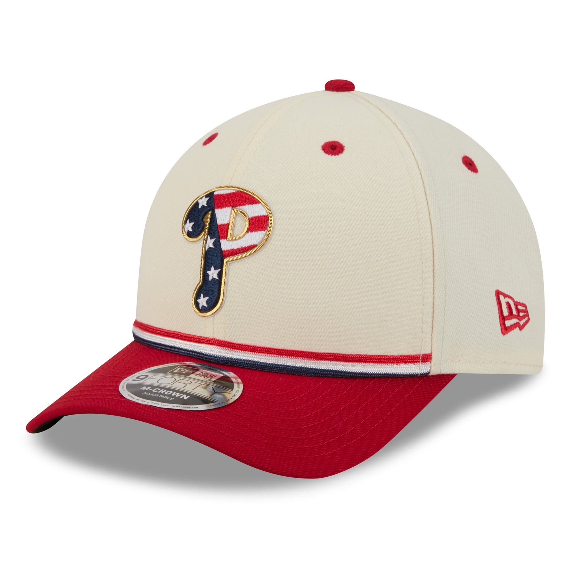 Youth New Era Cream/Red Philadelphia Phillies USA 250 9FORTY M-Crown Adjustable Hat