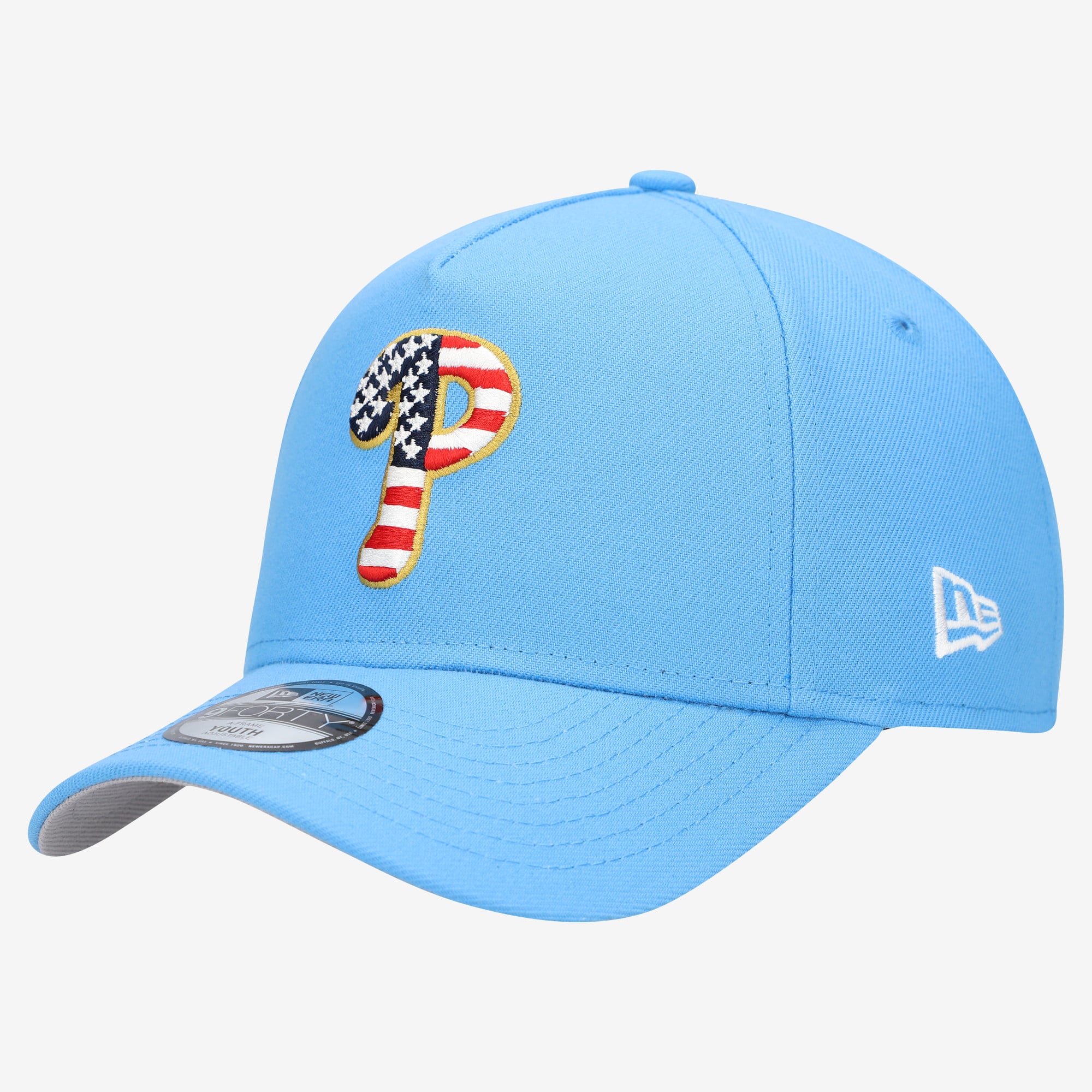 Youth New Era Light Blue Philadelphia Phillies Celebrate America's 250th 9FORTY A-Frame Adjustable Hat