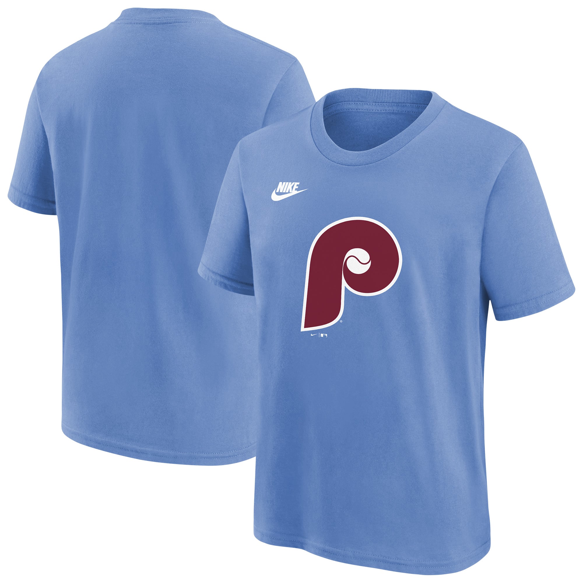 T-shirt Nike bleu clair pour jeunes avec logo de l'équipe des Philadelphia Phillies la collection Cooperstown