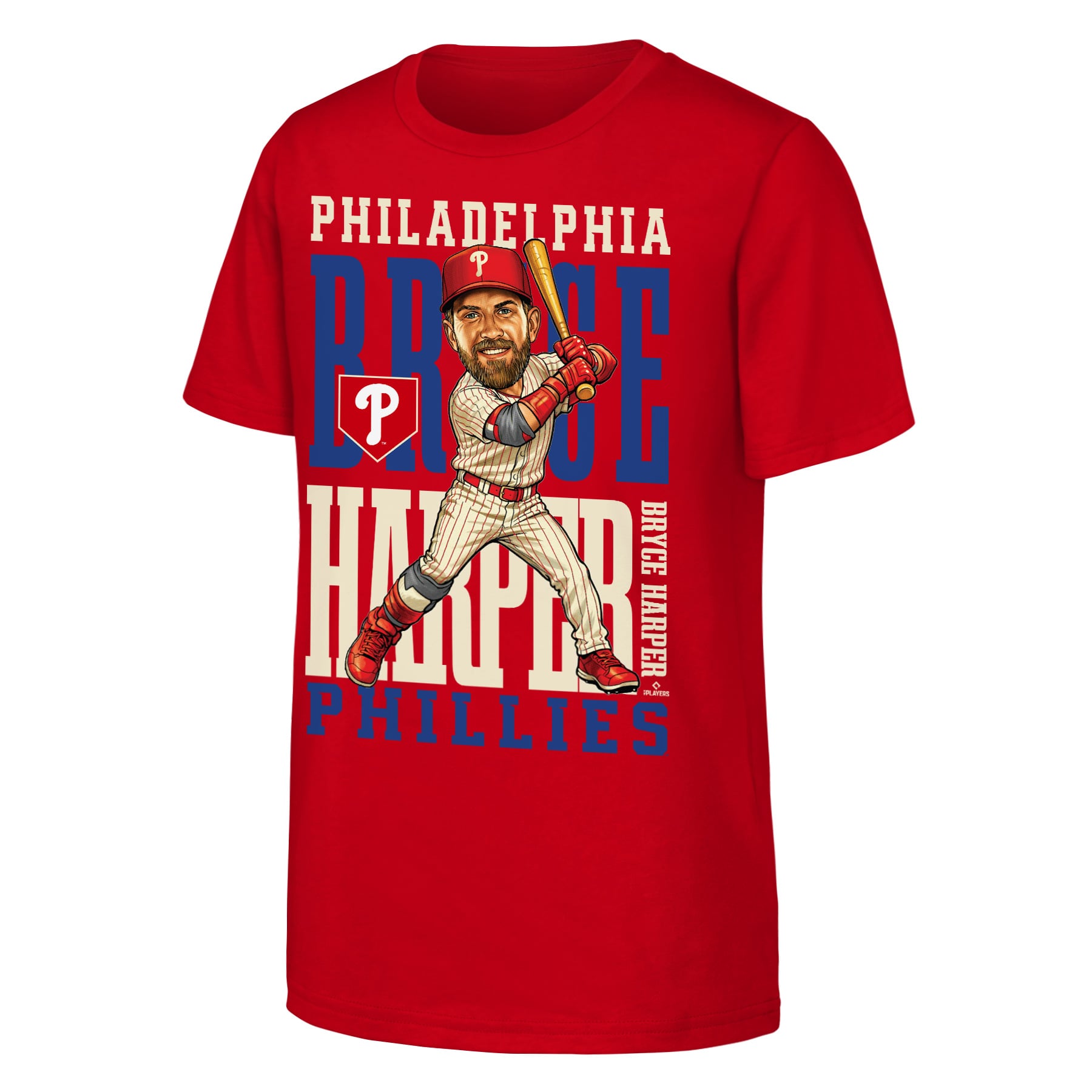 T-shirt Youth Outerstuff Bryce Harper rouge Philadelphia Phillies Caricature Clash