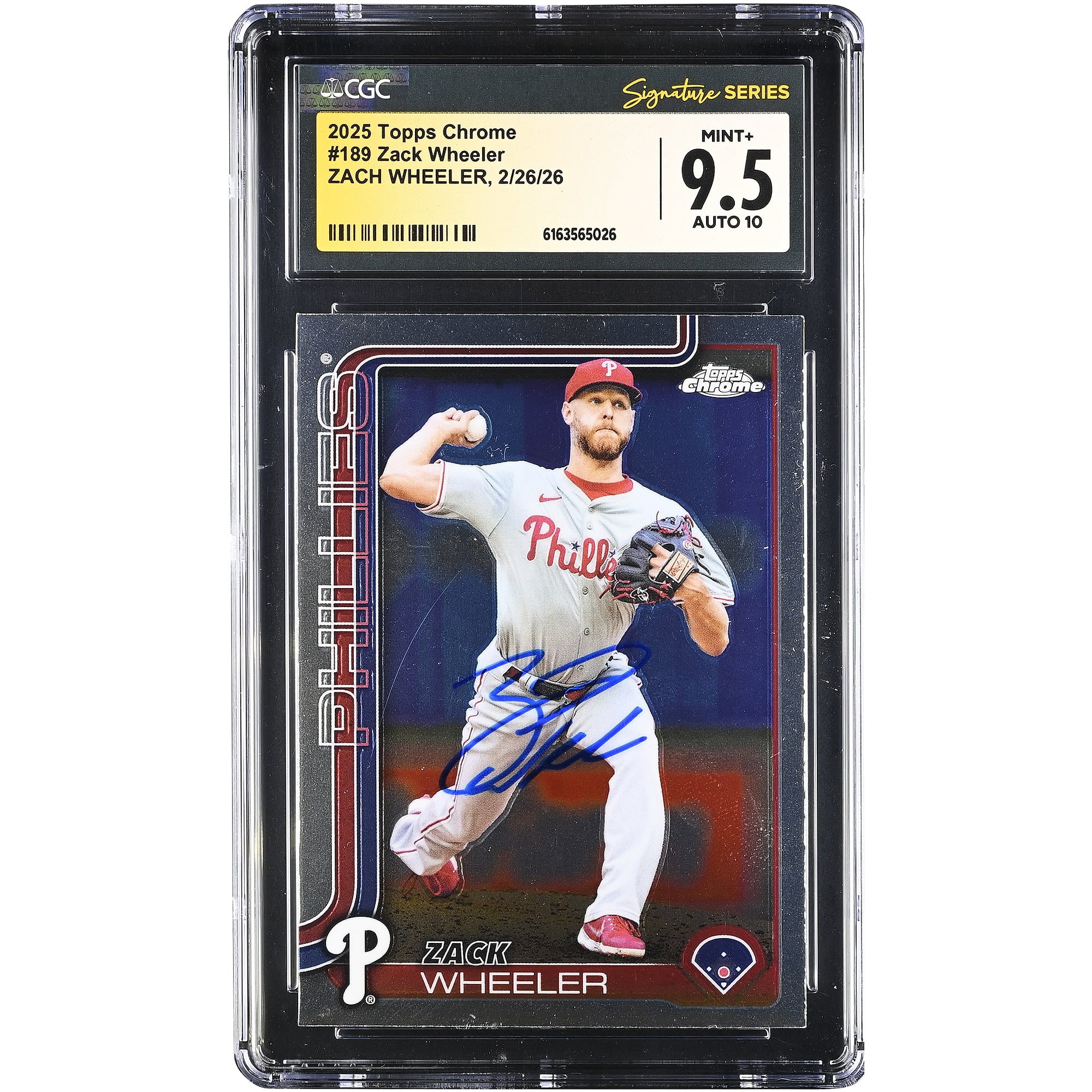 Zack Wheeler Philadelphia Phillies Autographed 2025 Topps Chrome #189 CGC Authenticated / Card