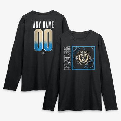 Philadelphia Union  Home Field Pop Personalized Name & Number Long Sleeve T-Shirt - Black