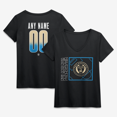 Philadelphia Union Women's Home Field Pop Personalized Name & Number V-Neck T-Shirt - Black