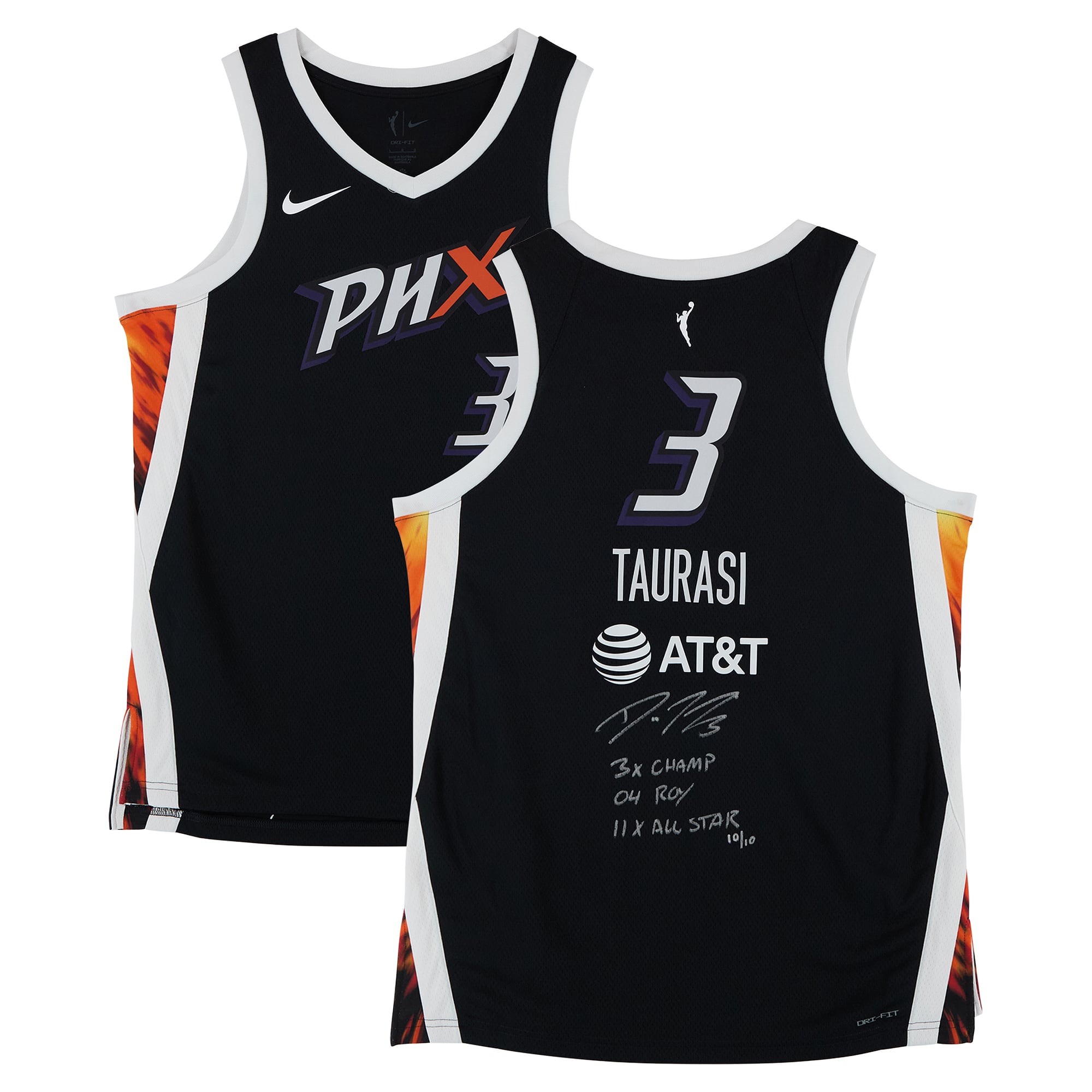 Maillot Nike Black Rebel Edition autographié par Diana Taurasi (Phoenix Mercury) avec plusieurs inscriptions
