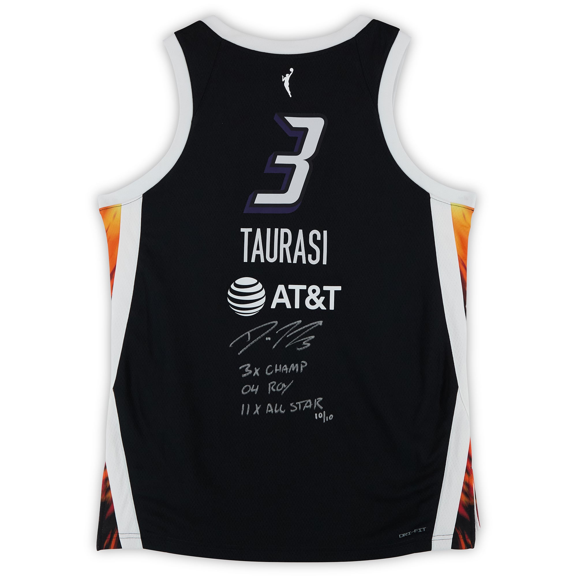 Maillot Nike Black Rebel Edition autographié par Diana Taurasi (Phoenix Mercury) avec plusieurs inscriptions
