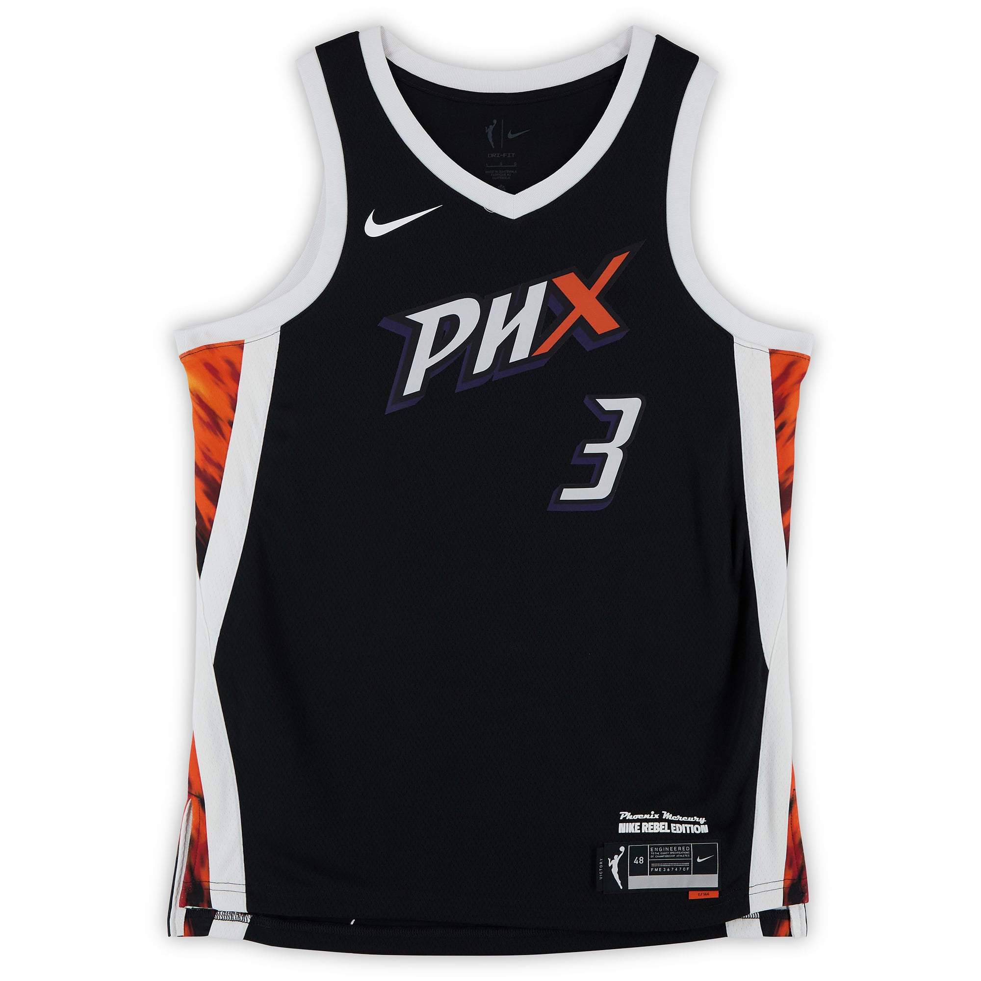 Maillot Nike Black Rebel Edition autographié par Diana Taurasi (Phoenix Mercury) avec plusieurs inscriptions