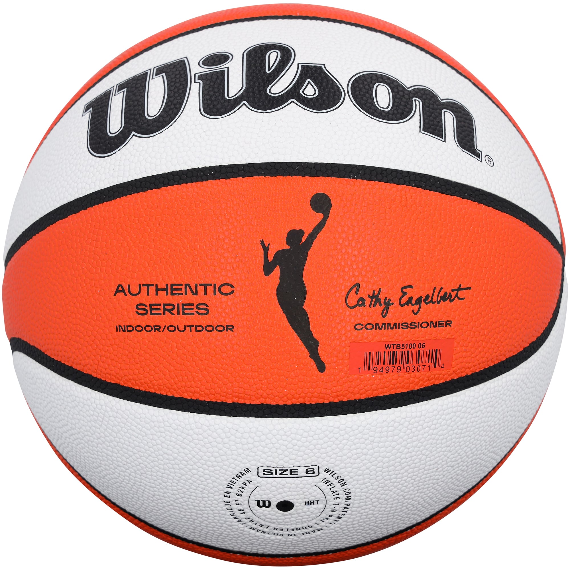 Ballon de basket-ball WNBA Wilson Authentic Series autographié par Diana Taurasi (Phoenix Mercury) pour intérieur/extérieur avec inscription « 3 fois championne WNBA ».