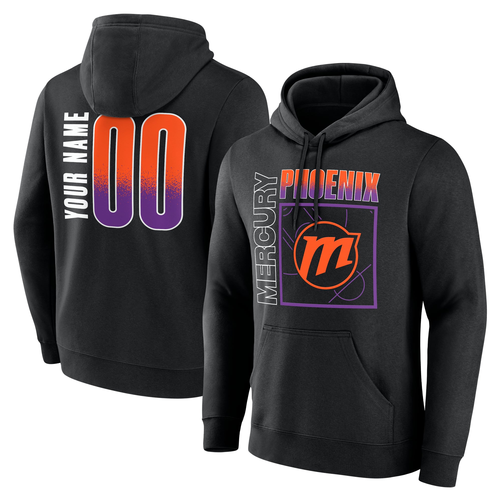 Men's Black Phoenix Mercury Home Court Pop Personalized Name & Number Hoodie