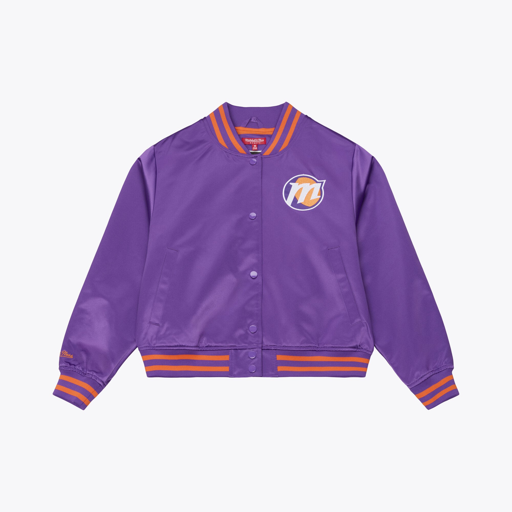 Women's Mitchell & Ness Purple Phoenix Mercury Lightweight Cropped Satin Jacket