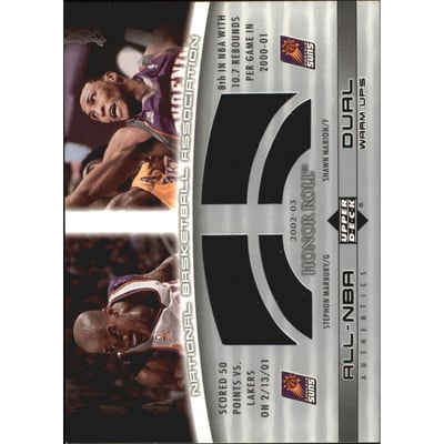2002-03 Upper Deck Honor Roll Dual Warm-ups #SMSM Stephon Marbury/Shawn Marion