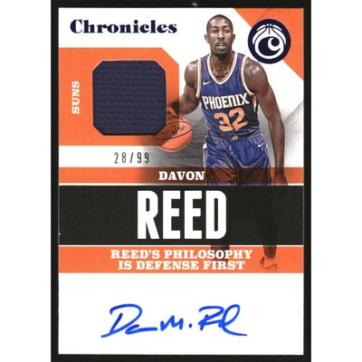 2017-18 Panini Chronicles Signature Swatches Blue #22 Davon Reed