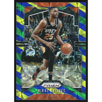 2019-20 Panini Prizm Prizms Choice Blue Yellow and Green #99 Mikal Bridges