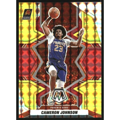 2021-22 Panini Mosaic Mosaic Choice Fusion Red and Yellow #3 Cameron Johnson