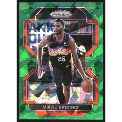 2021-22 Panini Prizm Prizms Green Ice #27 Mikal Bridges