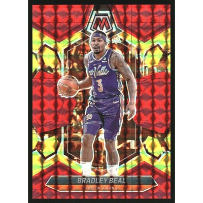 2023-24 Panini Mosaic Mosaic Choice Fusion Red and Yellow #44 Bradley Beal
