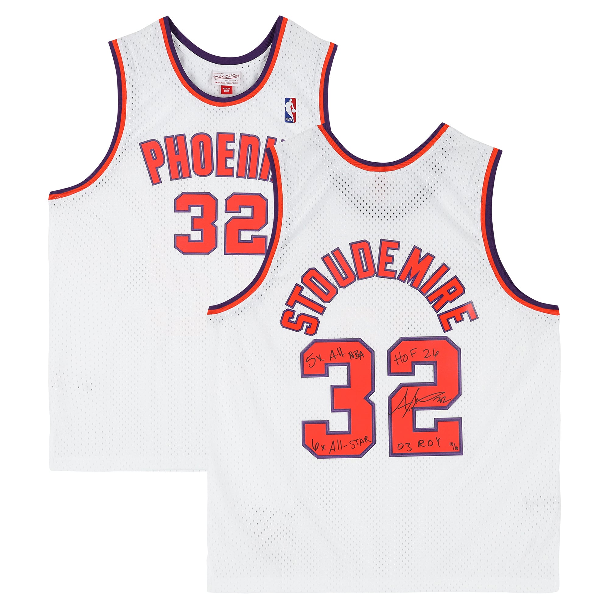 Amar'e Stoudemire Phoenix Suns Autographed White Mitchell & Ness 2002 Swingman Jersey with Multiple Inscriptions - Limited Edition #10/10