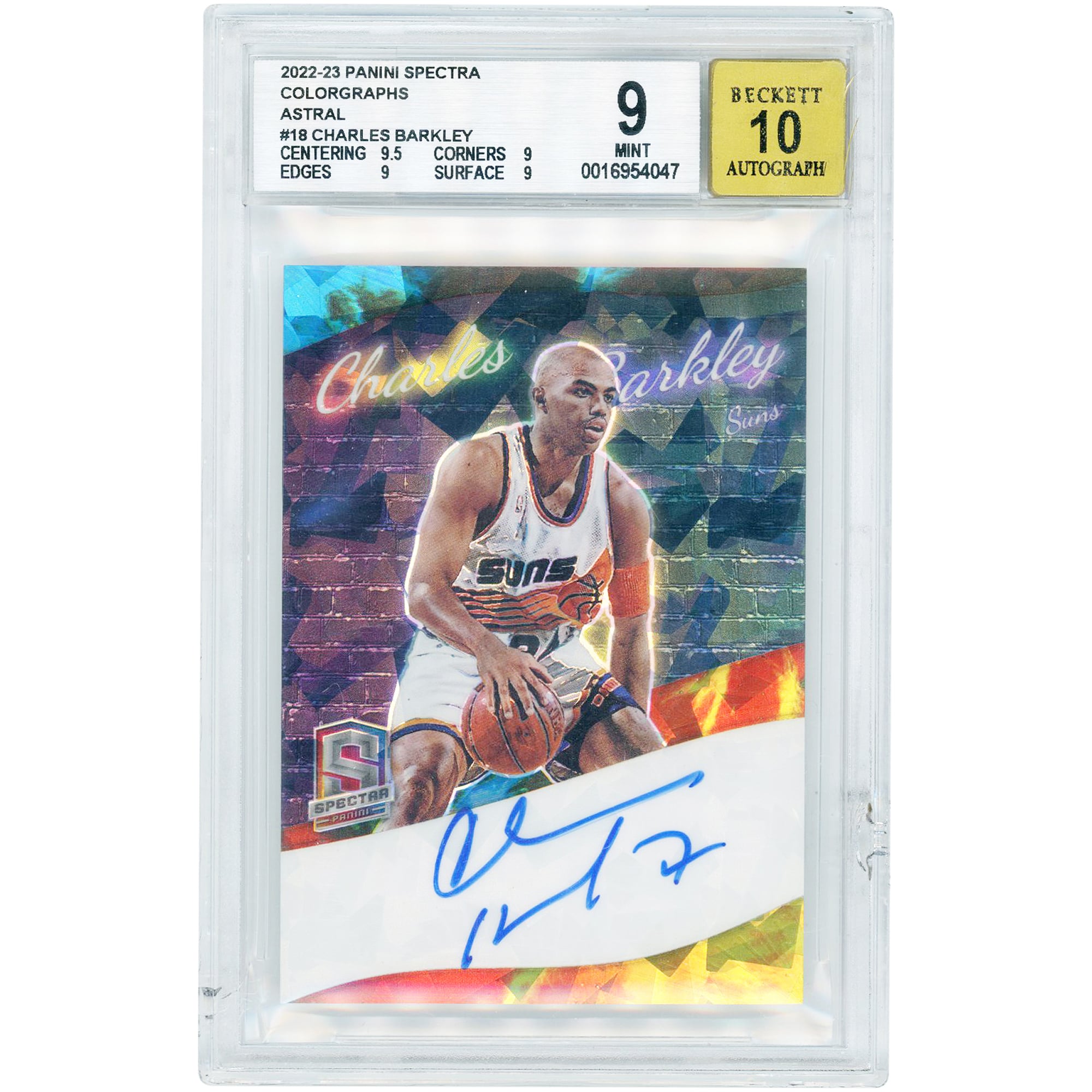 Charles Barkley Phoenix Suns Autographed 2022-23 Panini Spectra Colorgraphs Astral Prizm #CG-CBK #44/49 BGS Authenticated 9/10 Card