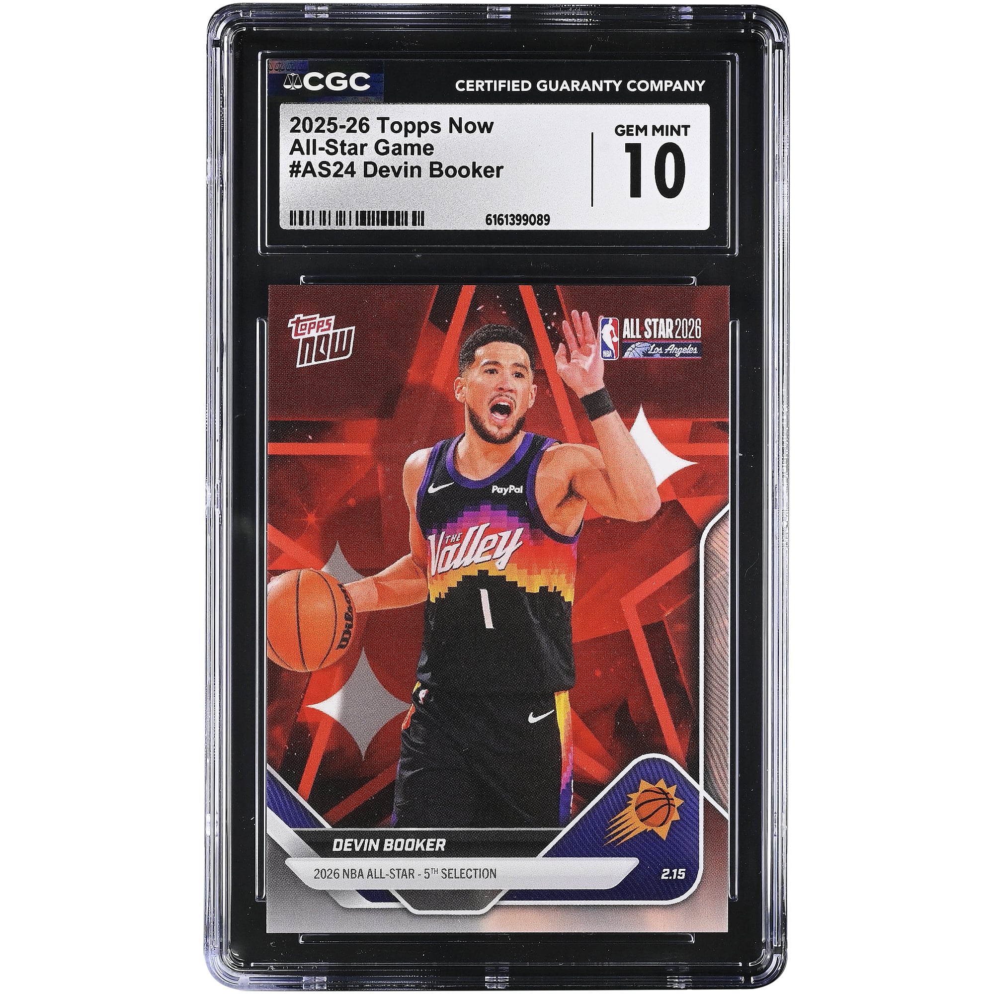 Carte Devin Booker Phoenix Suns 2025-26 Topps Now All-Star Game #AS24 authentifiée CGC (n° 10)