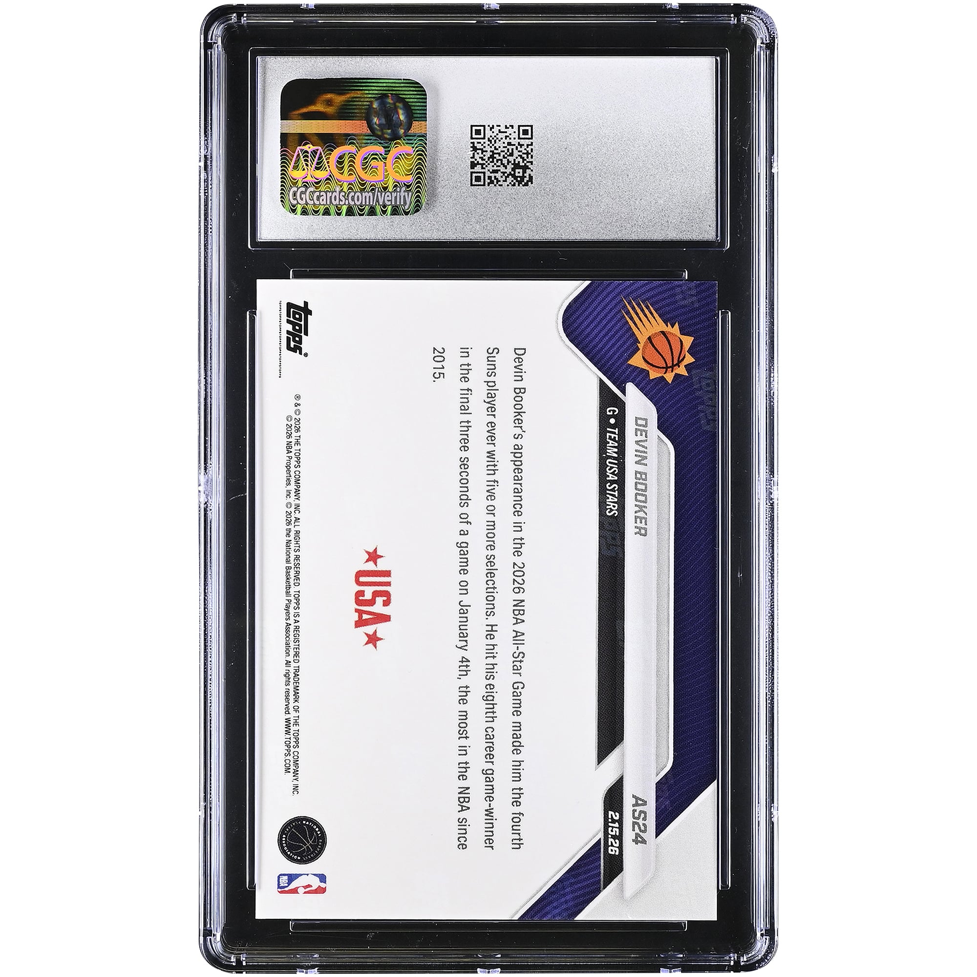 Devin Booker Phoenix Suns 2025-26 Topps Now All-Star Game #AS24 CGC Authenticated Card