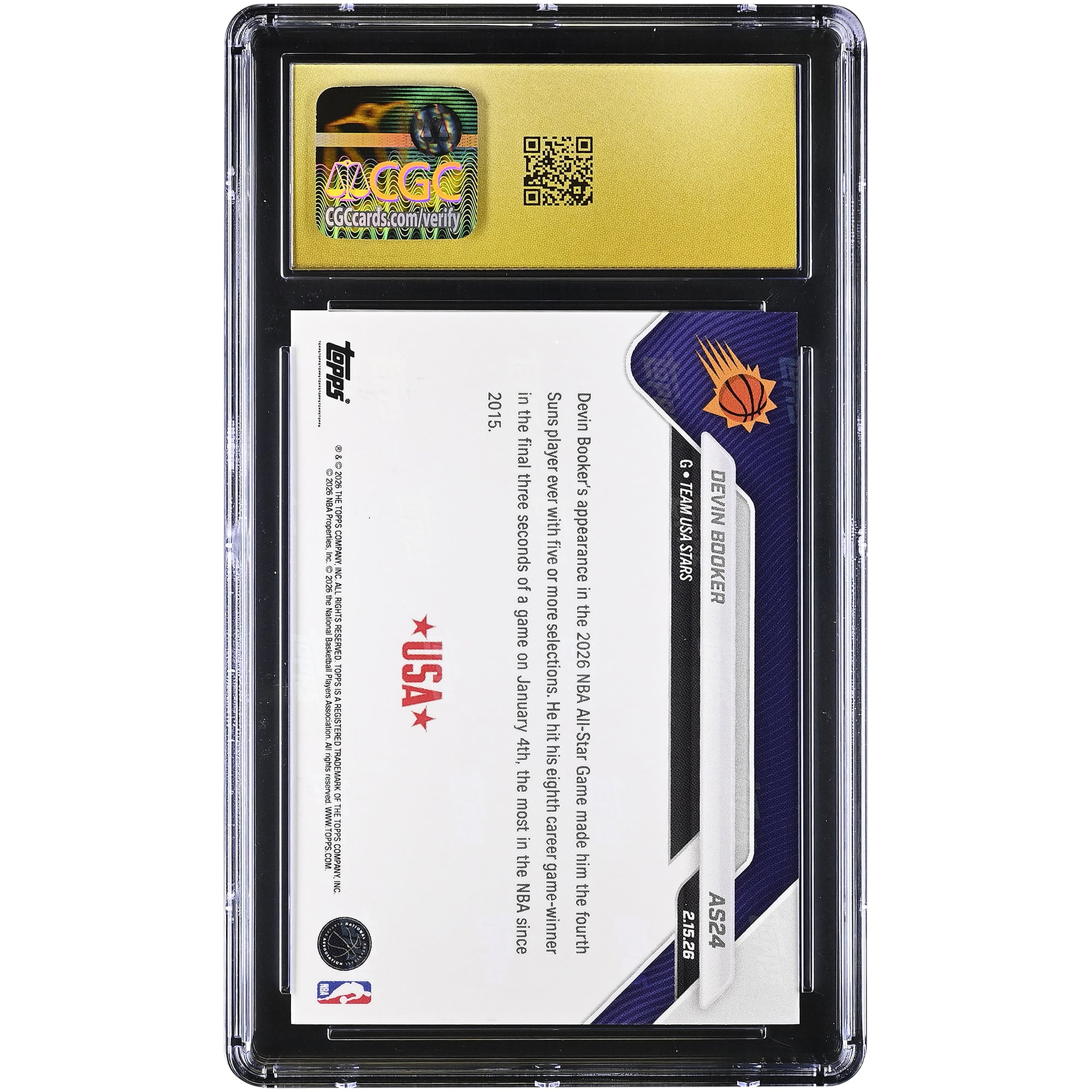 Devin Booker Phoenix Suns 2025-26 Topps Now All-Star Game #AS24 CGC Authenticated PRISTINE 10 Card