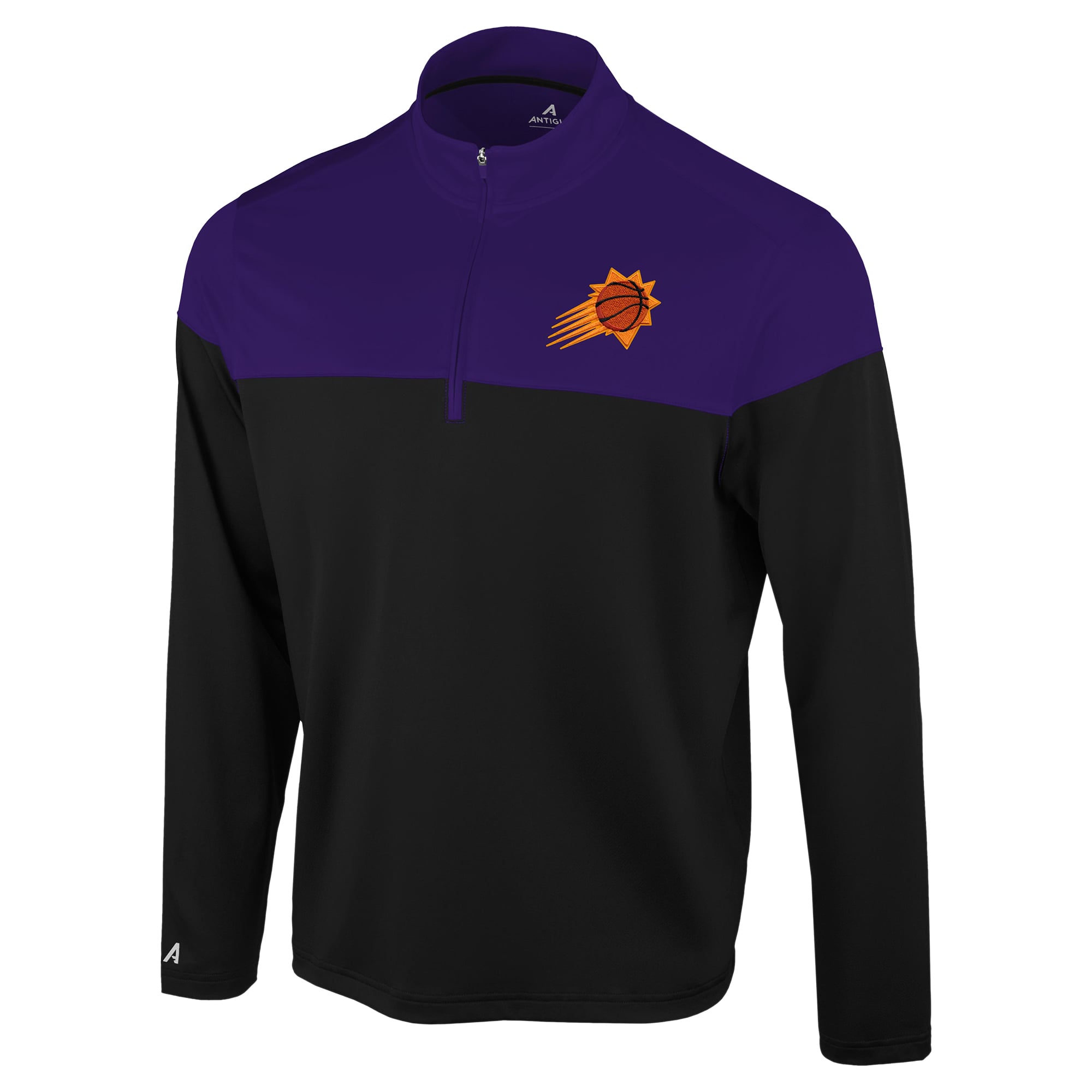Men's Antigua Black/Purple Phoenix Suns Hinder Quarter-Zip Pullover