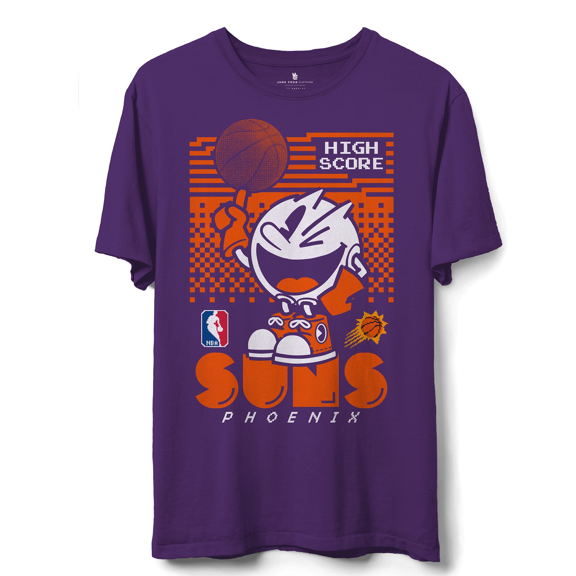 Men's Junk Food Purple Phoenix Suns NBA x Pac Man High Score T-Shirt