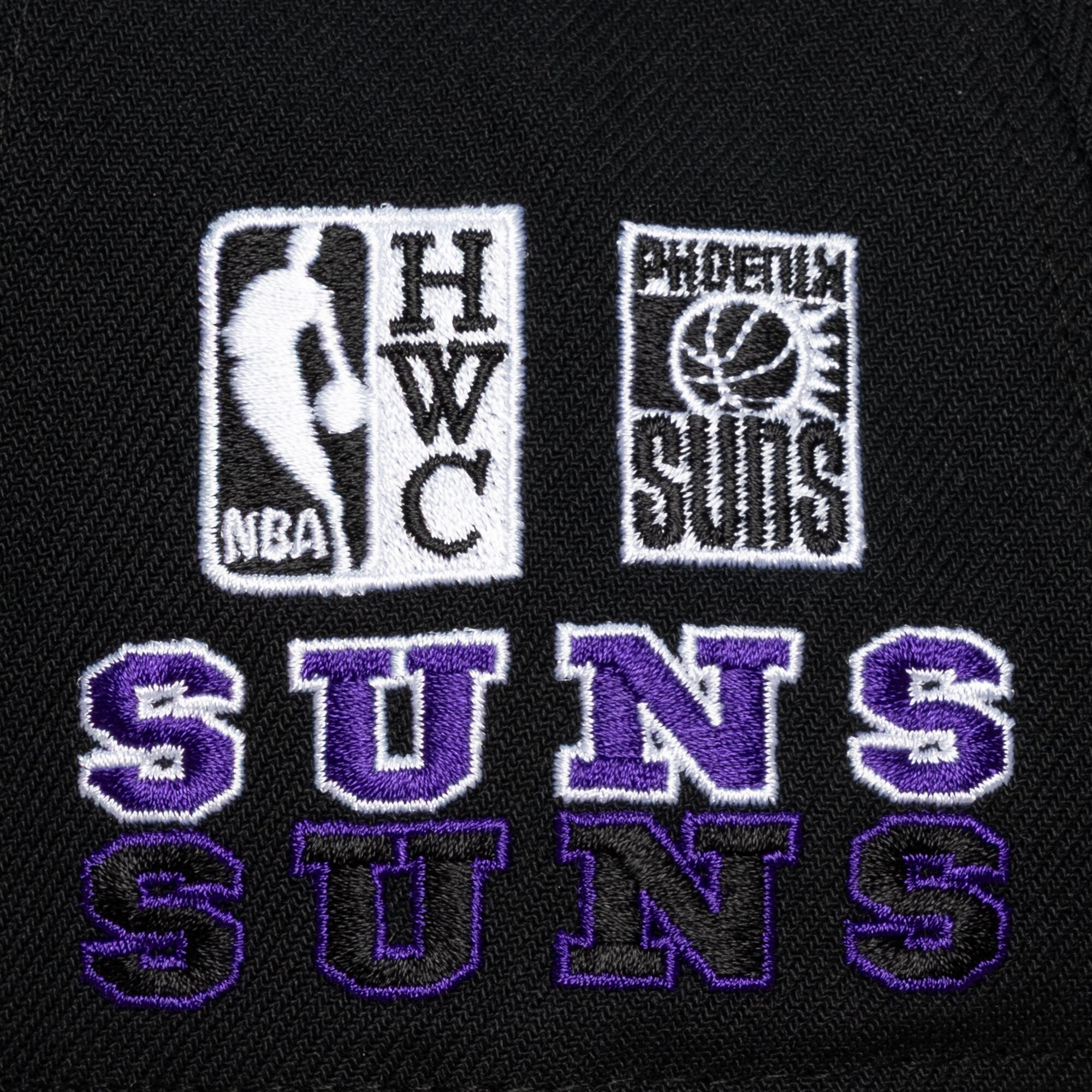 Casquette snapback Mitchell & Ness Black Phoenix Suns Hardwood Classics Triple Check Pro pour homme