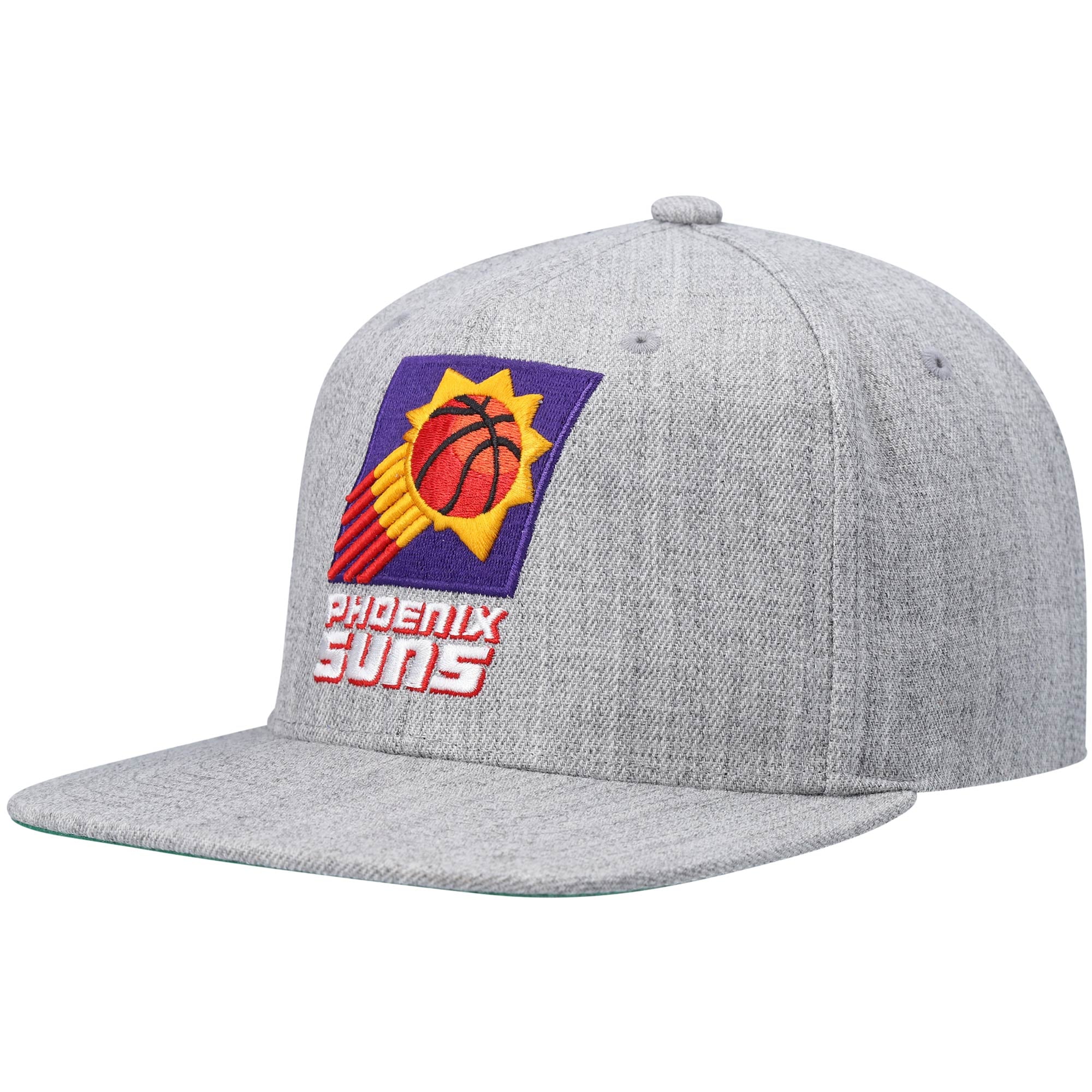 Men's Phoenix Suns Mitchell & Ness Heathered Gray Hardwood Classics Team 2.0 Snapback Hat