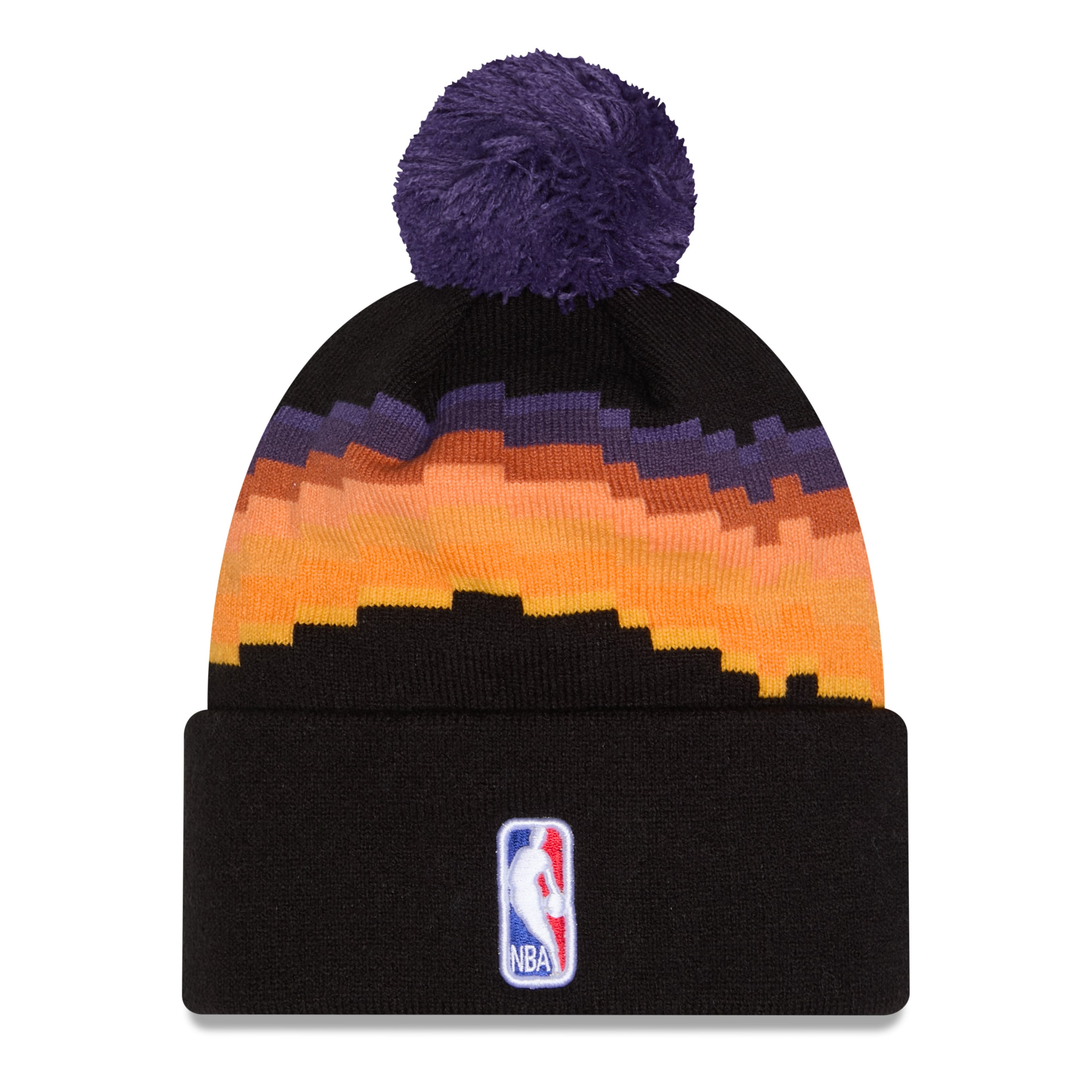 Men's New Era Black/Purple Phoenix Suns 2025/26 City Edition Cuffed Knit Hat with Pom