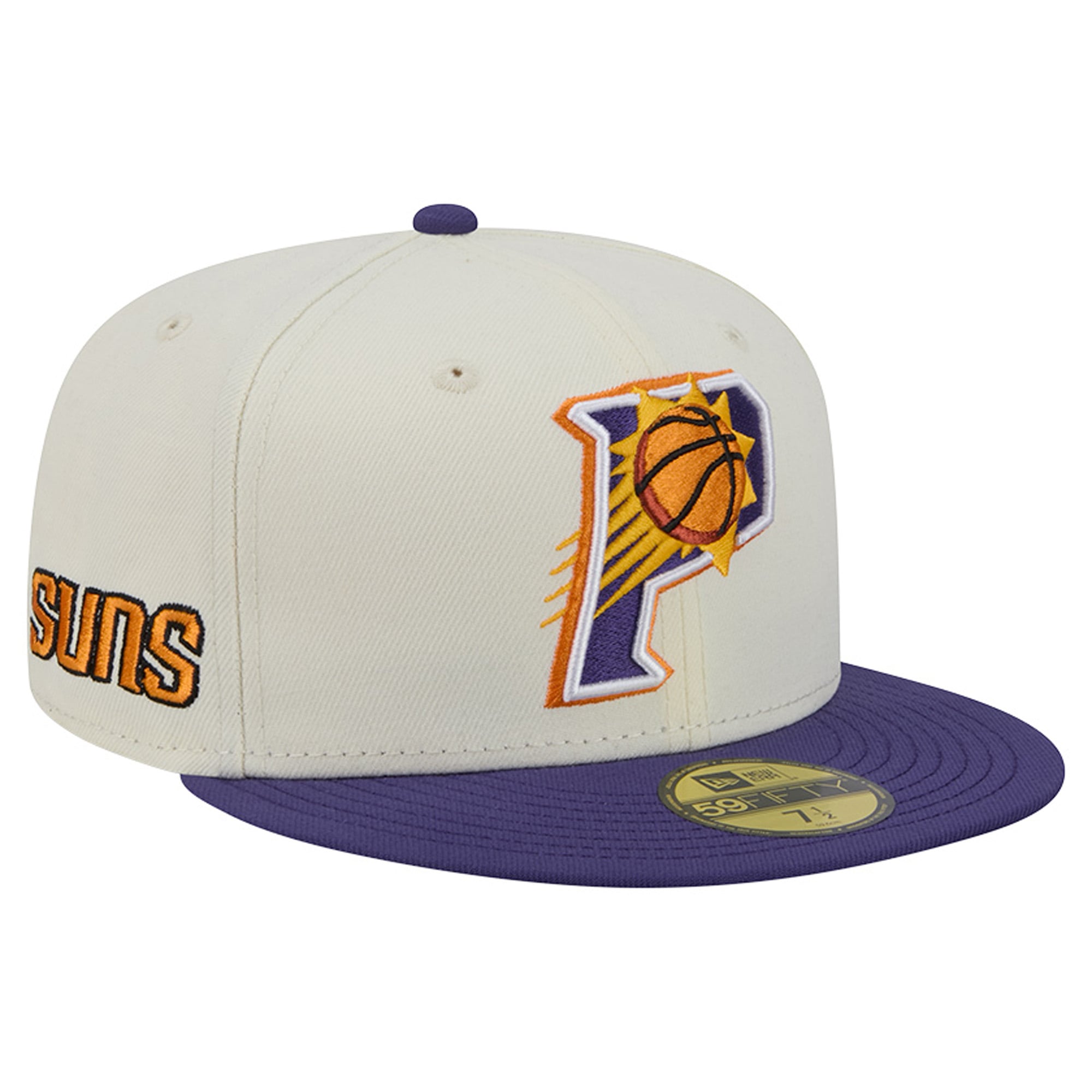 Casquette ajustée New Era Deceptor 59FIFTY pour homme, couleur crème/violette, Phoenix Suns