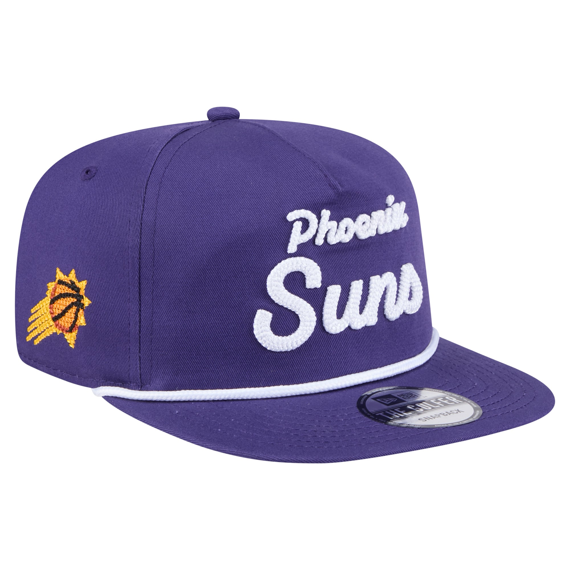 Men's Phoenix Suns New Era Purple Team Text Golfer Snapback Hat