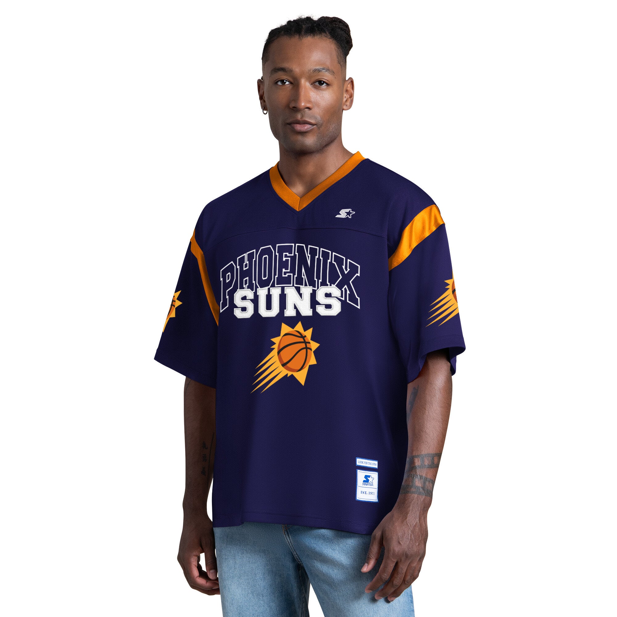 T-shirt à col en V Starter violet Phoenix Suns pour homme