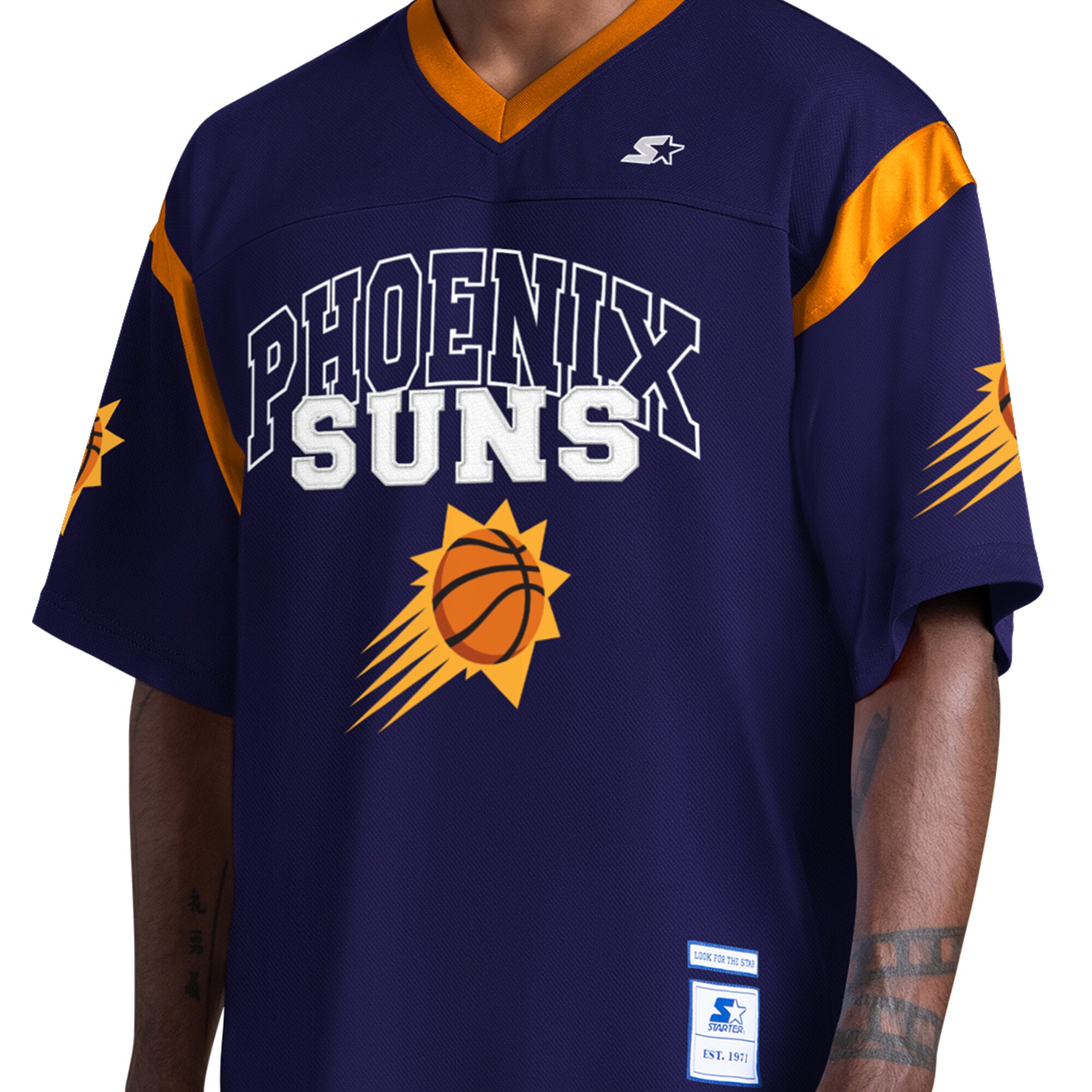 T-shirt à col en V Starter violet Phoenix Suns pour homme