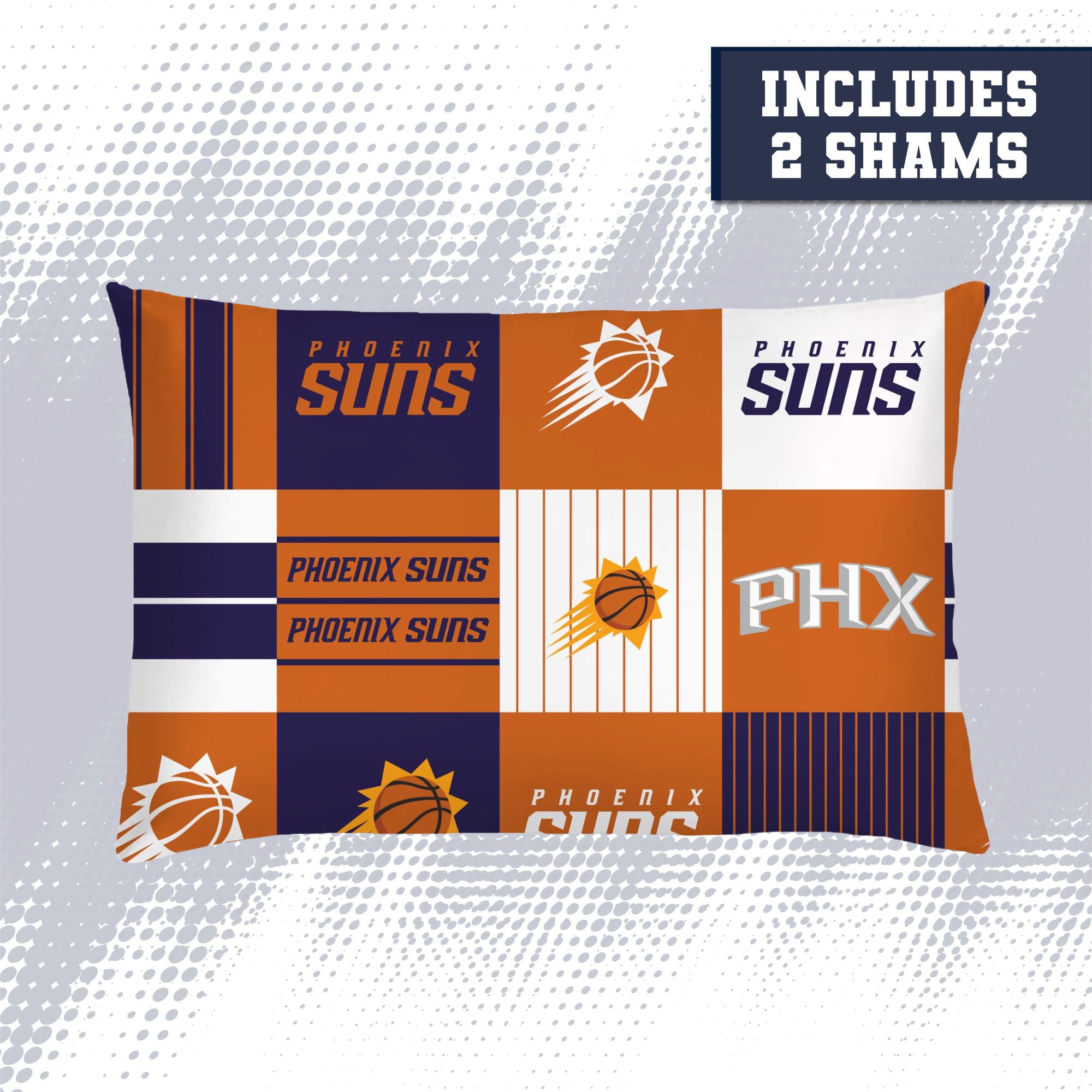 Ensemble de literie trois pièces à carreaux patchwork Pegasus Phoenix Suns, format grand/queen.